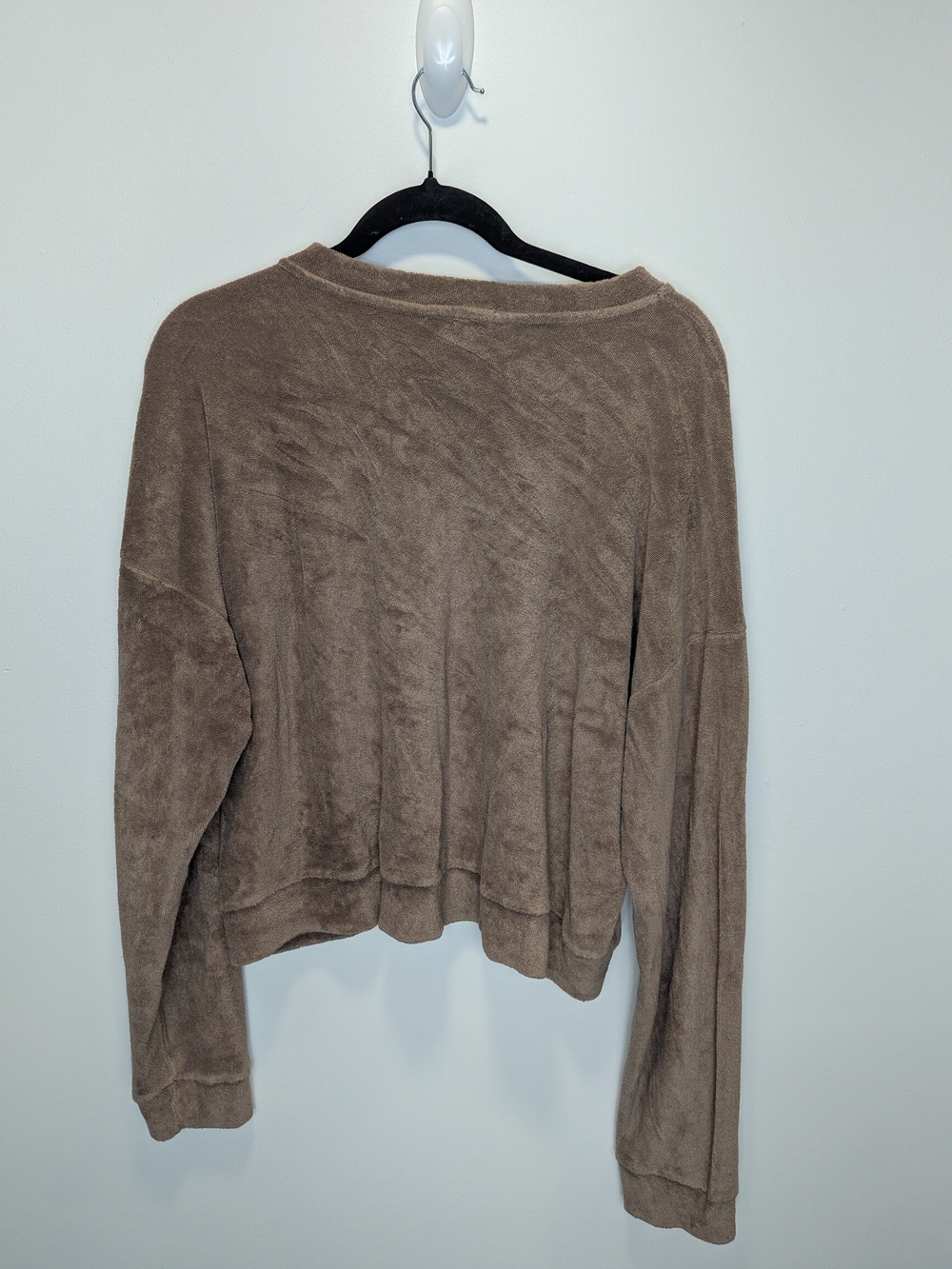 Beyond Yoga X Donni Terry Henley Taupe Button-Front Crewneck Sweatshirt Large - Picture 3 of 5